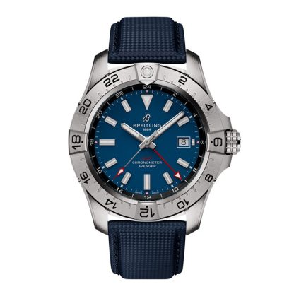Breitling Avenger Automatik GMT 44mm Herrenuhr Blau Leder A32320101C1X1