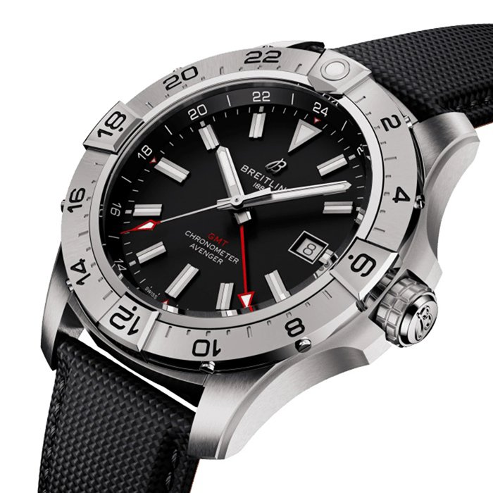 Breitling Avenger Automatik GMT 44mm Herrenuhr Schwarz Leder A32320101B1X1 – Bild 3