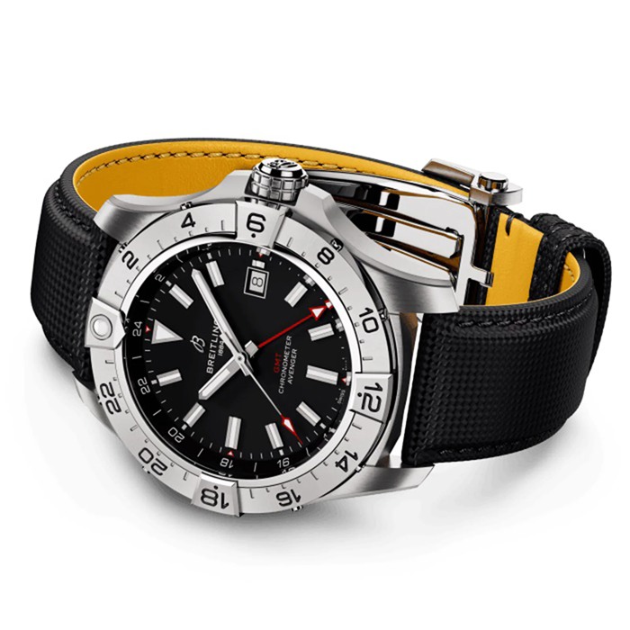 Breitling Avenger Automatik GMT 44mm Herrenuhr Schwarz Leder A32320101B1X1 – Bild 4