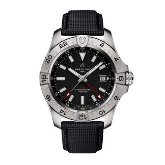 Breitling Avenger Automatik GMT 44mm Herrenuhr Schwarz Leder A32320101B1X1