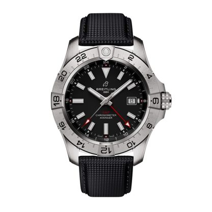 Breitling Avenger Automatik GMT 44mm Herrenuhr Schwarz Leder A32320101B1X1