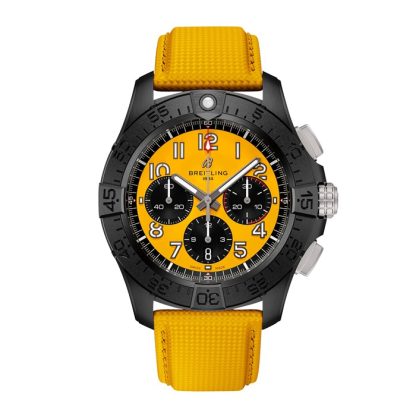 Breitling Avenger B01 Chronograph 44mm Nacht Mission Herrenuhr gelbes Leder SB0147101I1X1