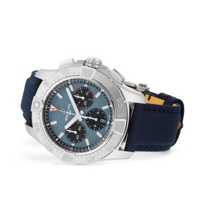 Breitling Avenger Chronograph B01 44mm Herrenuhr blau Leder AB0147101C1X1 – Bild 3