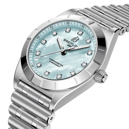Breitling Chronomat 28mm Damenuhr blau Perlmutt A72310101C1A1 – Bild 2