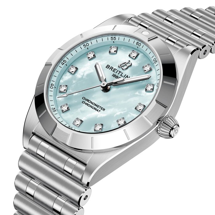 Breitling Chronomat 28mm Damenuhr blau Perlmutt A72310101C1A1 – Bild 2