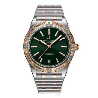 Breitling Chronomat Automatic 36 South Sea Green Edelstahl & 18ct Rose Gold Armband Damenuhr U10380611L1U1