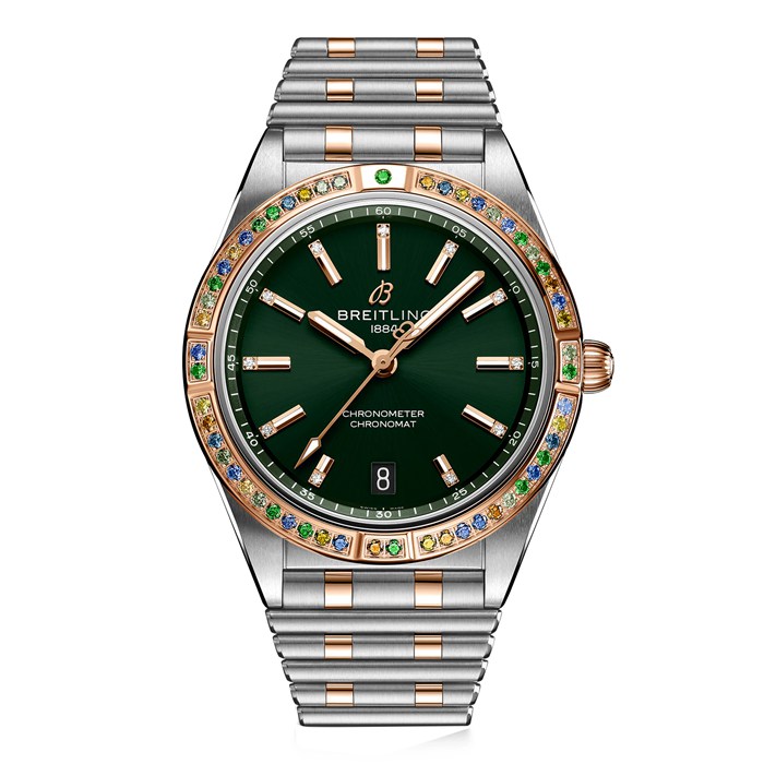 Breitling Chronomat Automatic 36 South Sea Green Edelstahl & 18ct Rose Gold Armband Damenuhr U10380611L1U1