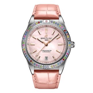 Breitling Chronomat Automatic 36 Südsee rosa Lederband Damenuhr G10380BB1K1P1