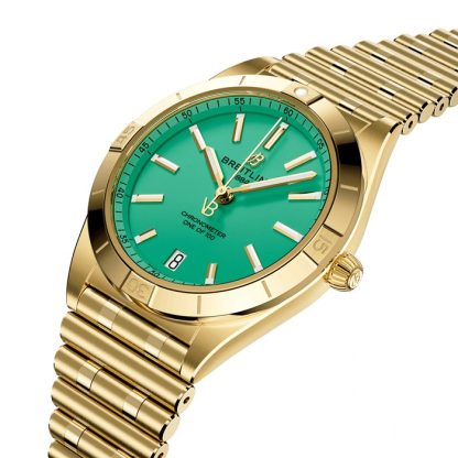 Breitling Chronomat Automatic 36mm Victoria Beckham Limited Edition Damenuhr Pfefferminz Gelbgold K103801A1L1K1 – Bild 3