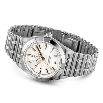 Breitling Chronomat Automatik 36 Edelstahl Perlmutt Uhr A10380101A4A1 – Bild 3