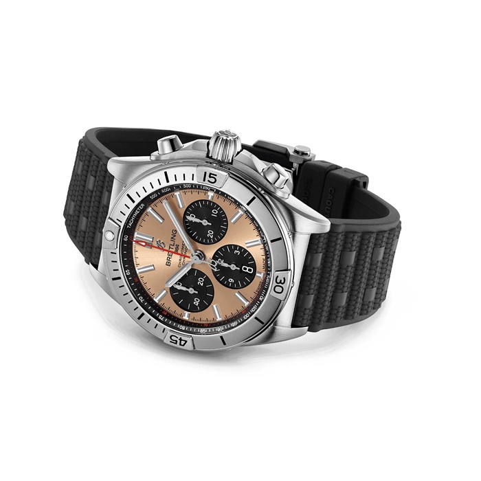 Breitling Chronomat B01 Chronograph 42mm Herrenuhr Kupfer Gummi AB0134101K1S1 – Bild 4