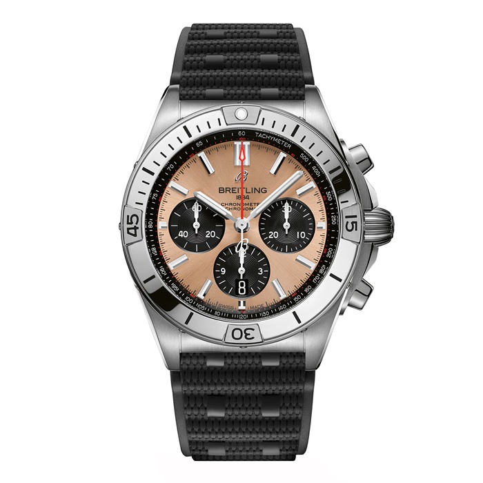 Breitling Chronomat B01 Chronograph 42mm Herrenuhr Kupfer Gummi AB0134101K1S1