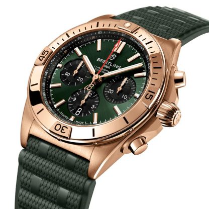 Breitling Chronomat B01 Chronograph 42mm Herrenuhr grüner Gummi RB0134101L1S1 – Bild 3