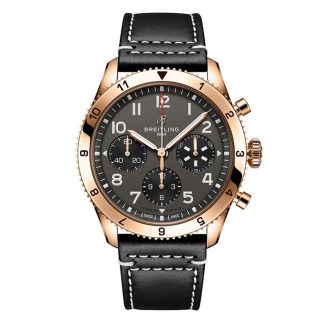 Breitling Classic AVI Chronograph 42 P-51 Mustang 18K Rotgold Lederarmband Uhr R233801A1B1X1