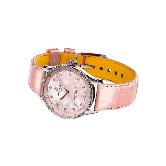 Breitling Navitimer 32mm Damenuhr rosa Perlmutt Alligator A77320D91K1P1 – Bild 4