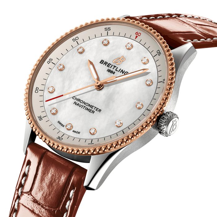 Breitling Navitimer 32mm Damenuhr weiß Perlmutt Alligator U77320E61A1P1 – Bild 3
