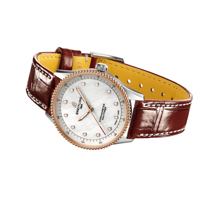 Breitling Navitimer 32mm Damenuhr weiß Perlmutt Alligator U77320E61A1P1 – Bild 4