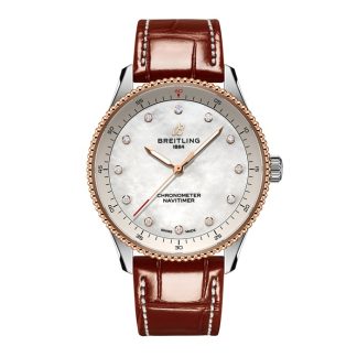 Breitling Navitimer 32mm Damenuhr weiß Perlmutt Alligator U77320E61A1P1