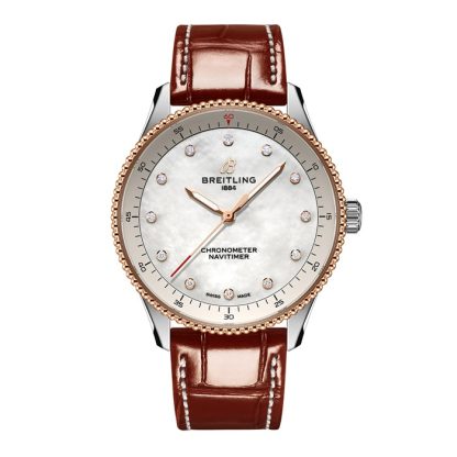 Breitling Navitimer 32mm Damenuhr weiß Perlmutt Alligator U77320E61A1P1