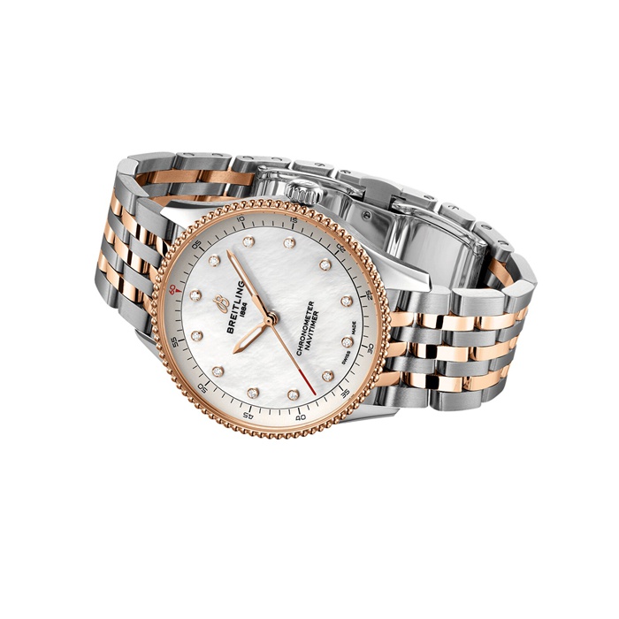 Breitling Navitimer 32mm Damenuhr weiß Perlmutt aus Edelstahl und 18k Rotgold U77320E61A1U1 – Bild 4