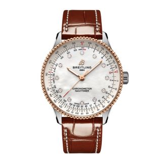 Breitling Navitimer 36mm Damenuhr weiß Perlmutt Alligator U17327211A1P1