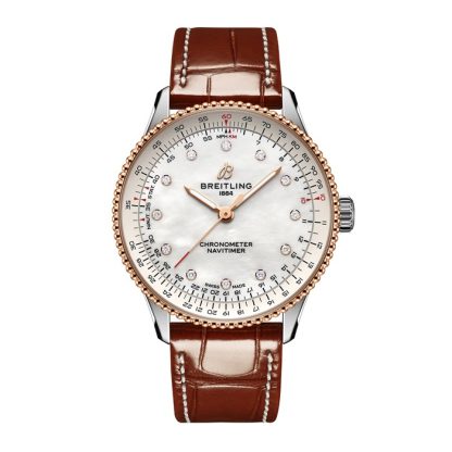Breitling Navitimer 36mm Damenuhr weiß Perlmutt Alligator U17327211A1P1
