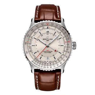 Breitling Navitimer Automatik GMT 41mm Herrenuhr Silber A32310211G1P1