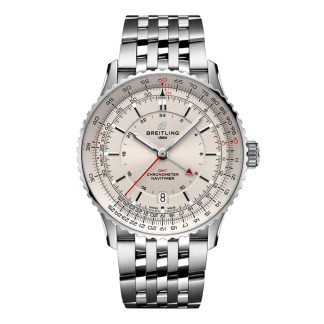 Breitling Navitimer Automatik GMT 41mm Herrenuhr Silber Edelstahl A32310211G1A1