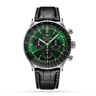 Breitling Navitimer B01 Chronograph 46 Edelstahl Lederband Uhr AB0137241L1P1