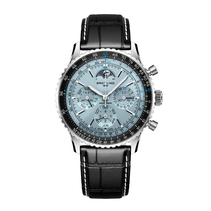 Breitling Navitimer B19 Chronograph Perpetual Calender 43mm Herrenuhr blau Alligator PB1920251C1P1