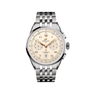 Breitling Premier B01 Chronograph 42mm Herrenuhr Creme Edelstahl AB0145211G1A1
