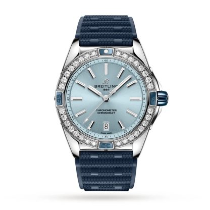 Breitling Super Chronomat Automatik 38 Blau Kautschukband Uhr A17356531C1S1