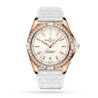 Breitling Super Chronomat Automatik 38 Origins weiß 18ct Rose Gold Kautschukband Uhr R17356531G1S1