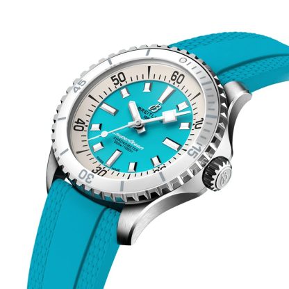 Breitling Superocean Automatic 36 Edelstahl Türkis Gummi Uhr A17377211C1S1 – Bild 3