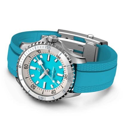 Breitling Superocean Automatic 36 Edelstahl Türkis Gummi Uhr A17377211C1S1 – Bild 4