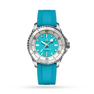 Breitling Superocean Automatic 36 Edelstahl Türkis Gummi Uhr A17377211C1S1