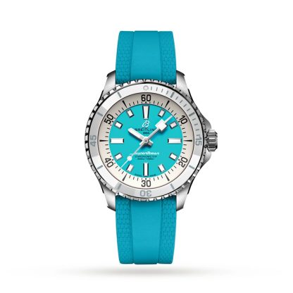 Breitling Superocean Automatic 36 Edelstahl Türkis Gummi Uhr A17377211C1S1