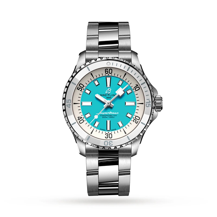 Breitling Superocean Automatic 36 Edelstahl Türkis Uhr A17377211C1A1