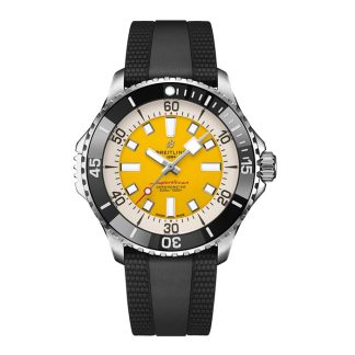 Breitling Superocean Automatic Code Yellow UK Edition 46mm Herrenuhr Gelbes Gummi A173781A1I1S1