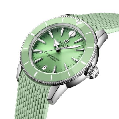 Breitling Superocean Heritage Automatik 36mm Unisex-Uhr Grüner Kautschuk A10390361L1S1 – Bild 3