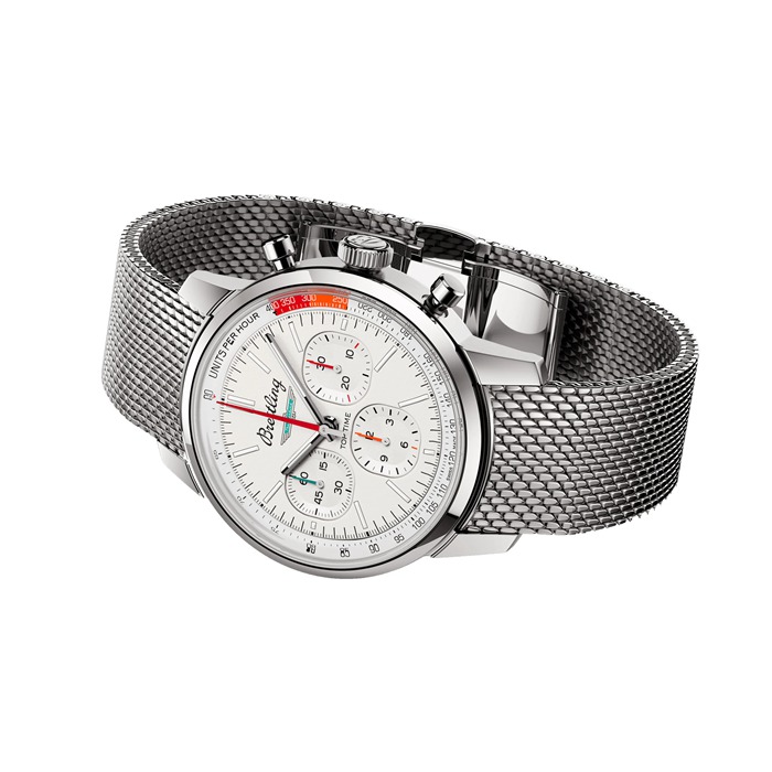 Breitling Top Time B01 Classic Cars Ford Thunderbird 41mm Herrenuhr Mesh Strap AB01766A1A1A1 – Bild 3