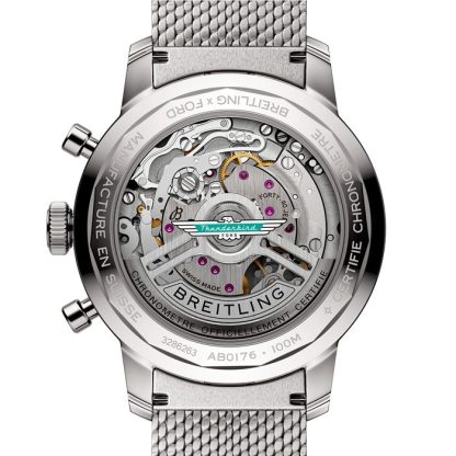 Breitling Top Time B01 Classic Cars Ford Thunderbird 41mm Herrenuhr Mesh Strap AB01766A1A1A1 – Bild 4