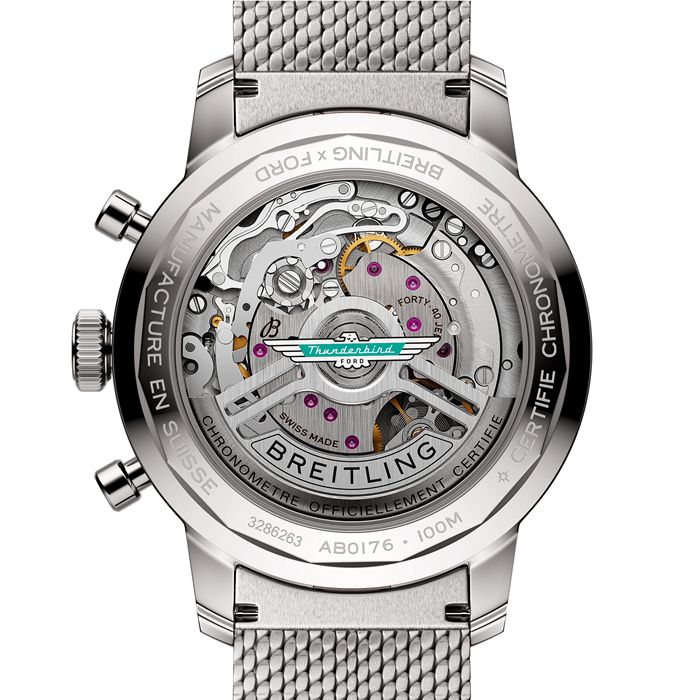 Breitling Top Time B01 Classic Cars Ford Thunderbird 41mm Herrenuhr Mesh Strap AB01766A1A1A1 – Bild 4