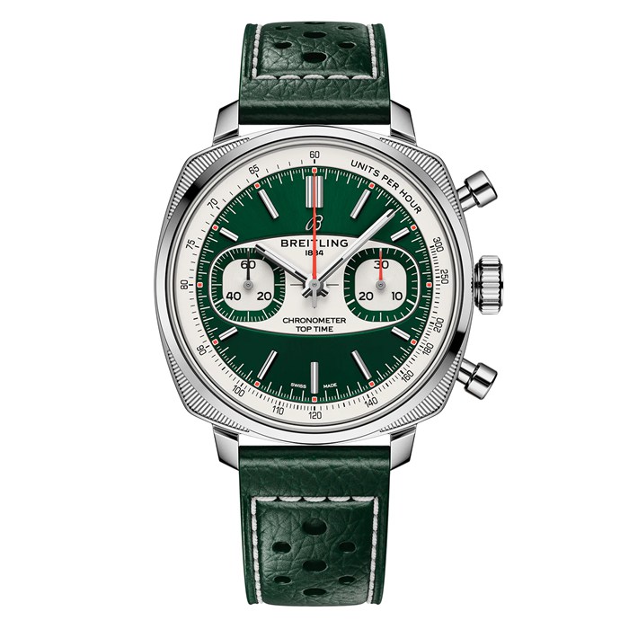 Breitling Top Time B01 Racing 38mm Herrenuhr grünes Leder AB01771A1L1X1