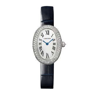 Cartier Baignoire Uhr Kleines Modell Quarzwerk 18K Weißgold Gehäuse WJBA0049
