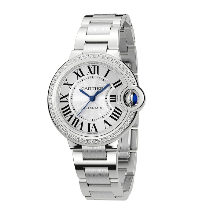 Cartier Ballon Bleu De Cartier Uhr 33mm mechanisches Uhrwerk mit automatischem Aufzug Stahl Diamanten W4BB0023 – Bild 2