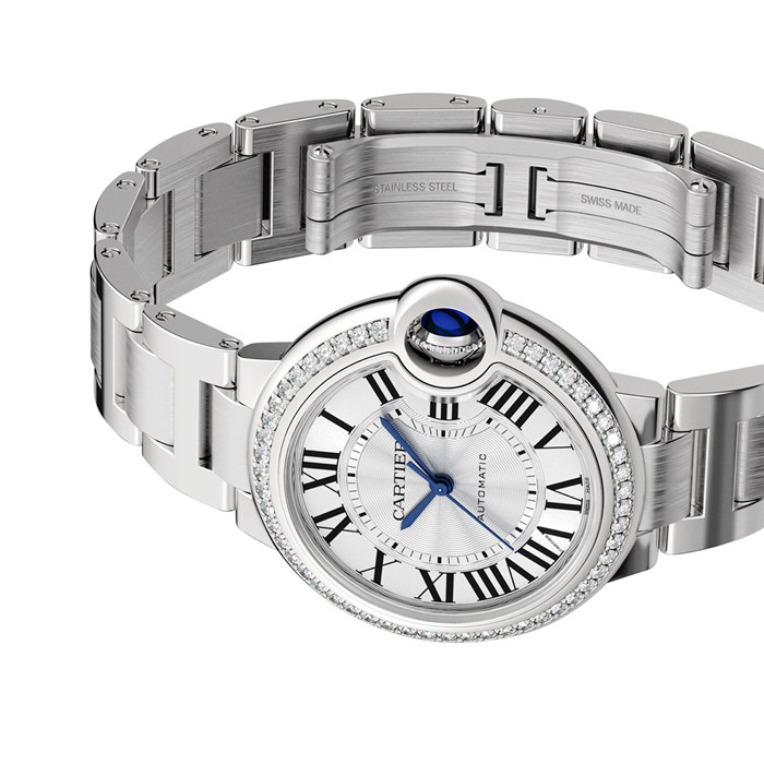 Cartier Ballon Bleu De Cartier Uhr 33mm mechanisches Uhrwerk mit automatischem Aufzug Stahl Diamanten W4BB0023 – Bild 3