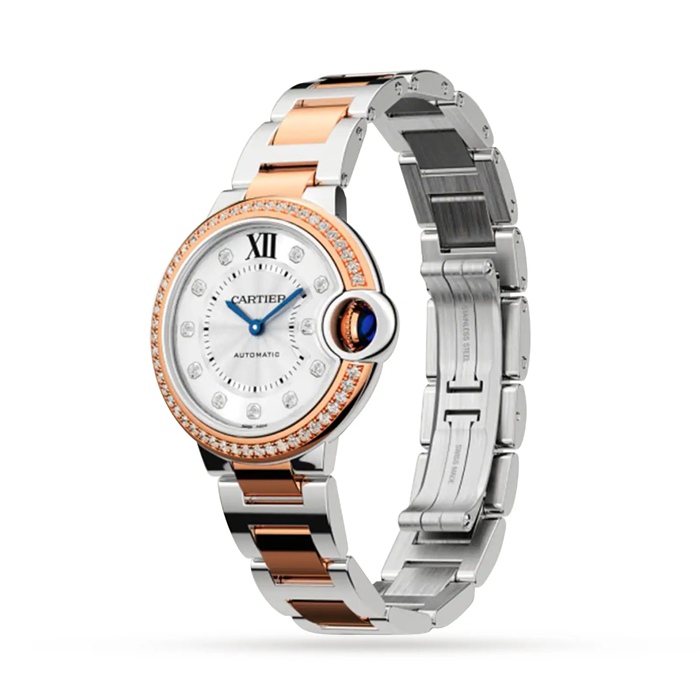 Cartier Ballon Bleu De Cartier Uhr 33mm mechanisches Uhrwerk mit automatischem Aufzug Stahl Rose Gold W3BB0023 – Bild 2
