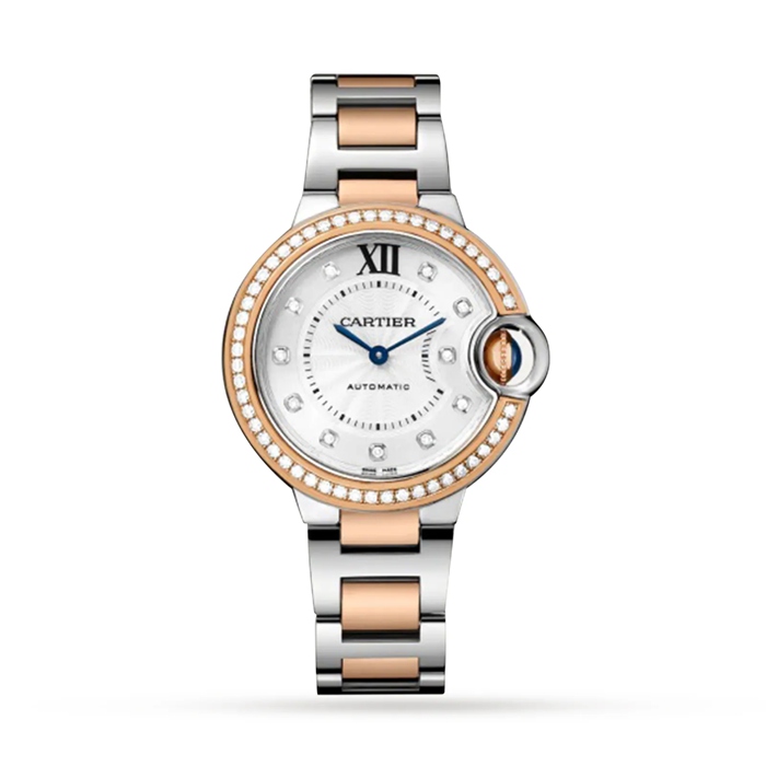 Cartier Ballon Bleu De Cartier Uhr 33mm mechanisches Uhrwerk mit automatischem Aufzug Stahl Rose Gold W3BB0023