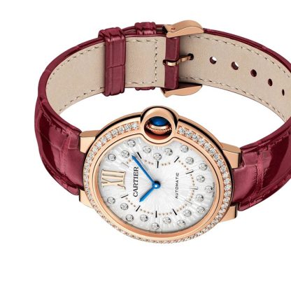 Cartier Ballon Bleu De Cartier Uhr 36mm Automatik mechanisches Uhrwerk Rose Gold Diamanten Leder WJBB0081 – Bild 5